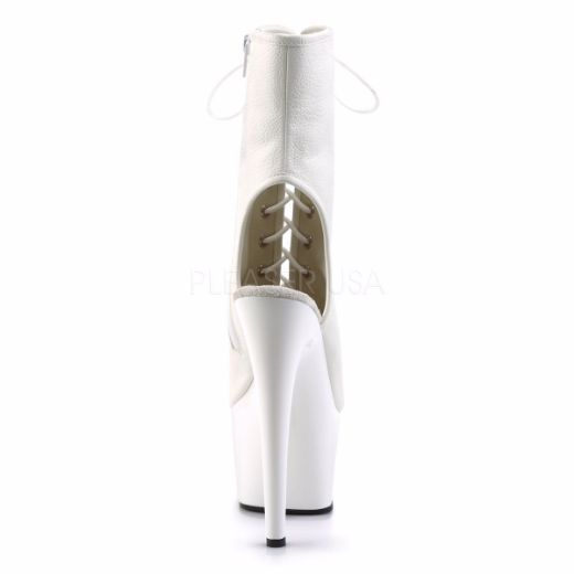Product image of Pleaser Adore-1016 White Faux Leather/White, 7 inch (17.8 cm) Heel, 2 3/4 inch (7 cm) Platform Ankle Boot