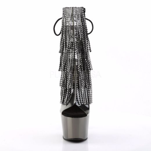 Product image of Pleaser Adore-1017Rsf Clear-Black/Dark Pewter Chrome, 7 inch (17.8 cm) Heel, 2 3/4 inch (7 cm) Platform Ankle Boot