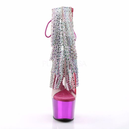 Product image of Pleaser Adore-1017Rsf Clear-Multi/Fuchsia Chrome, 7 inch (17.8 cm) Heel, 2 3/4 inch (7 cm) Platform Ankle Boot