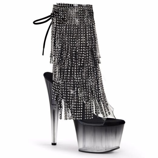Product image of Pleaser Adore-1017Rsft Clear-Black/Black, 7 inch (17.8 cm) Heel, 2 3/4 inch (7 cm) Platform Ankle Boot