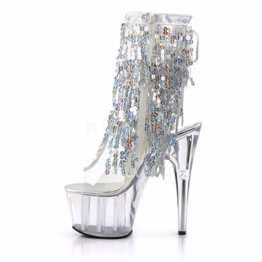 Product image of Pleaser Adore-1017Sqf Clear-Silver Holo/Clear, 7 inch (17.8 cm) Heel, 2 3/4 inch (7 cm) Platform Ankle Boot