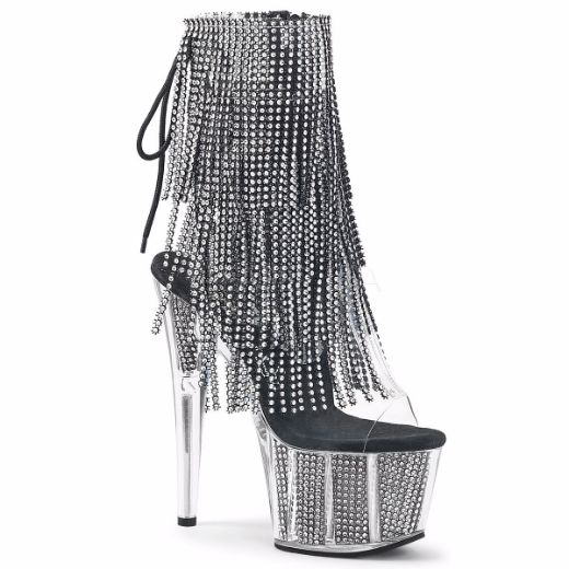 Product image of Pleaser Adore-1017Srs Clear-Black Rhinestone/Black Rhinestone, 7 inch (17.8 cm) Heel, 2 3/4 inch (7 cm) Platform Ankle Boot