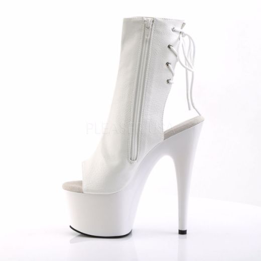 Product image of Pleaser Adore-1018 White Faux Leather/White, 7 inch (17.8 cm) Heel, 2 3/4 inch (7 cm) Platform Ankle Boot