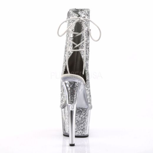 Product image of Pleaser Adore-1018G Silver Glitter/Silver Glitter, 7 inch (17.8 cm) Heel, 2 3/4 inch (7 cm) Platform Ankle Boot