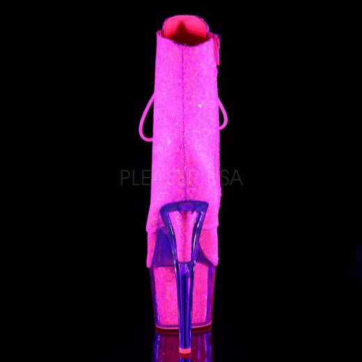 Product image of Pleaser Adore-1020G Neon Pink Glitter/Neon Pink Glitter, 7 inch (17.8 cm) Heel, 2 3/4 inch (7 cm) Platform Ankle Boot