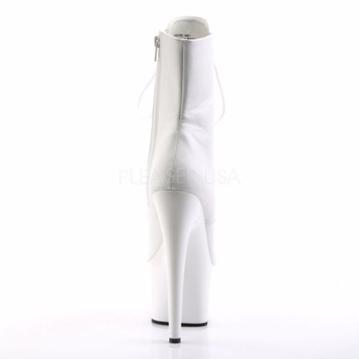 Product image of Pleaser Adore-1021 White Faux Leather/White, 7 inch (17.8 cm) Heel, 2 3/4 inch (7 cm) Platform Ankle Boot