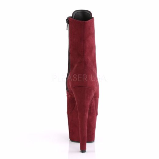 Product image of Pleaser Adore-1021Fs Burgundy Faux Suede/Burgundy Faux Suede, 7 inch (17.8 cm) Heel, 2 3/4 inch (7 cm) Platform Ankle Boot
