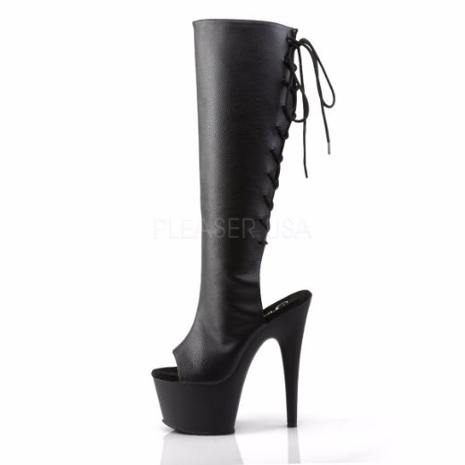 Product image of Pleaser Adore-2018 Black Faux Leather/Black Matte, 7 inch (17.8 cm) Heel. 2 3/4 inch (7 cm) Platform Knee High Boot