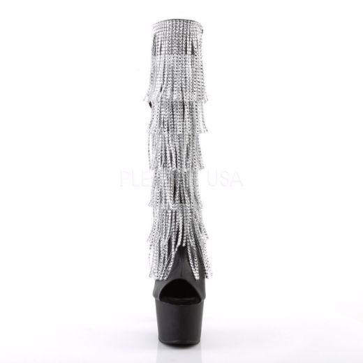 Product image of Pleaser Adore-2024Rsf Black Stretch Faux Leather/Black Matte, 7 inch (17.8 cm) Heel. 2 3/4 inch (7 cm) Platform Knee High Boot