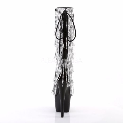 Product image of Pleaser Adore-2024Rsf Black Stretch Faux Leather/Black Matte, 7 inch (17.8 cm) Heel. 2 3/4 inch (7 cm) Platform Knee High Boot