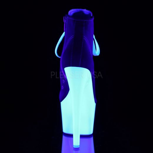 Product image of Pleaser Adore-700Sk-02 Red Canvas/Neon White, 7 inch (17.8 cm) Heel, 2 3/4 inch (7 cm) Platform Ankle Boot