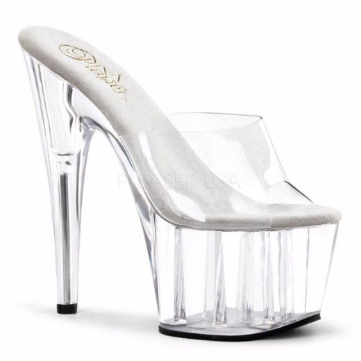 Product image of Pleaser Adore-701 Clear/Clear, 7 inch (17.8 cm) Heel, 2 3/4 inch (7 cm) Platform Slide Mule Shoes