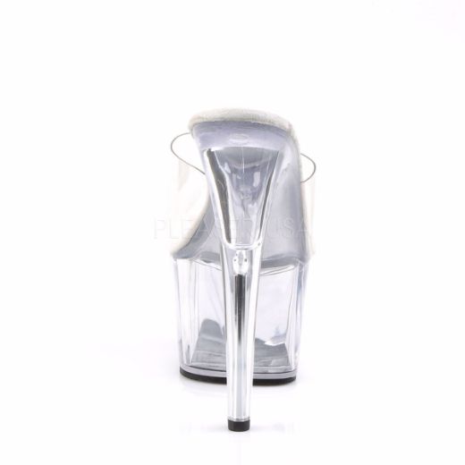 Product image of Pleaser Adore-701 Clear/Clear, 7 inch (17.8 cm) Heel, 2 3/4 inch (7 cm) Platform Slide Mule Shoes