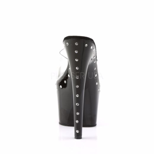 Product image of Pleaser Adore-701Ls Clear/Black, 7 inch (17.8 cm) Heel, 2 3/4 inch (7 cm) Platform Slide Mule Shoes