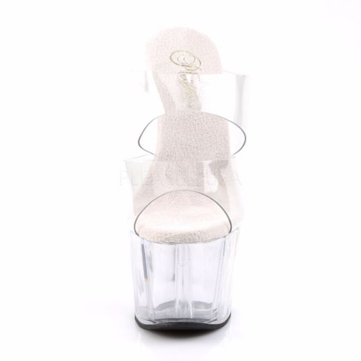 Product image of Pleaser Adore-702 Clear/Clear, 7 inch (17.8 cm) Heel, 2 3/4 inch (7 cm) Platform Slide Mule Shoes
