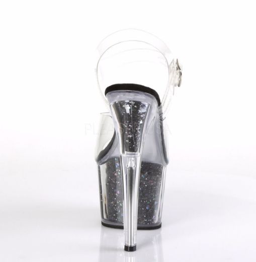 Product image of Pleaser Adore-708Cg Clear/Black Confetti Glitter, 7 inch (17.8 cm) Heel, 2 3/4 inch (7 cm) Platform Sandal Shoes