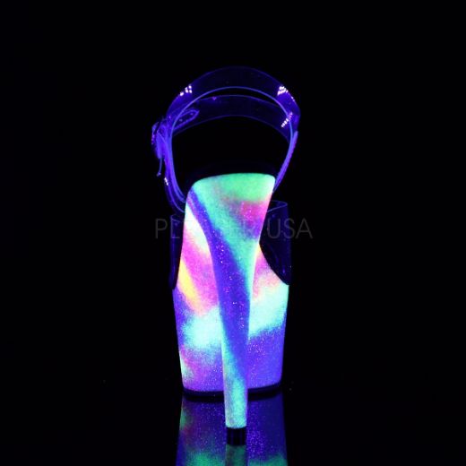 Product image of Pleaser Adore-708Gxy Clear/Neon Galaxy Glitter, 7 inch (17.8 cm) Heel, 2 3/4 inch (7 cm) Platform Sandal Shoes