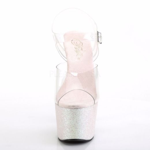 Product image of Pleaser Adore-708Hmg Clear/Opal Multi Glitter, 7 inch (17.8 cm) Heel, 2 3/4 inch (7 cm) Platform Sandal Shoes