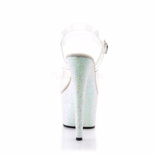 Product image of Pleaser Adore-708Lg Clear/Opal Multi Glitter, 7 inch (17.8 cm) Heel, 2 3/4 inch (7 cm) Platform Sandal Shoes