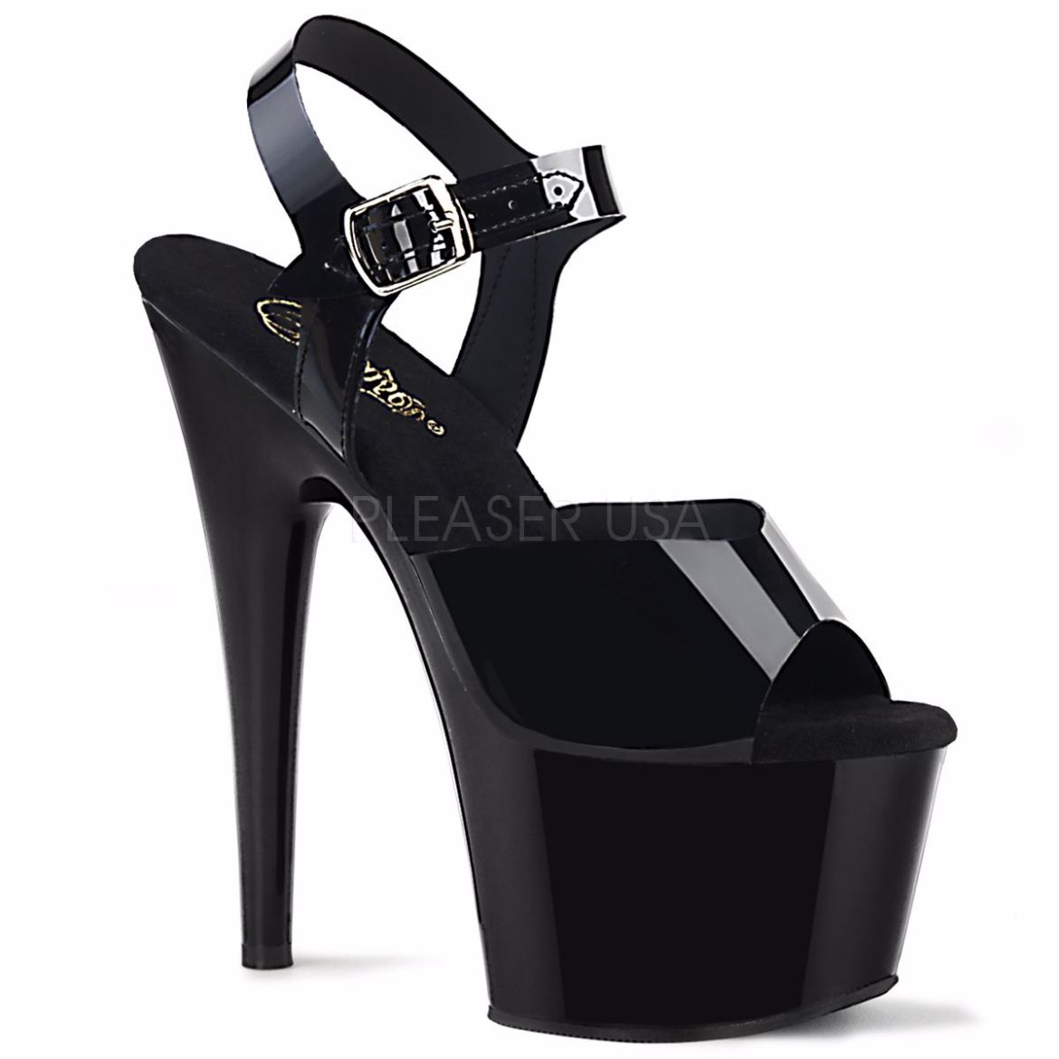 Product image of Pleaser Adore-708N Black (Jelly-Like) Tpu/Black, 7 inch (17.8 cm) Heel, 2 3/4 inch (7 cm) Platform Sandal Shoes