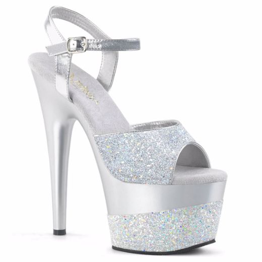 Product image of Pleaser Adore-709-2G Silver Multi Glitter/Silver Multi Glitter, 7 inch (17.8 cm) Heel, 2 3/4 inch (7 cm) Platform Sandal Shoes