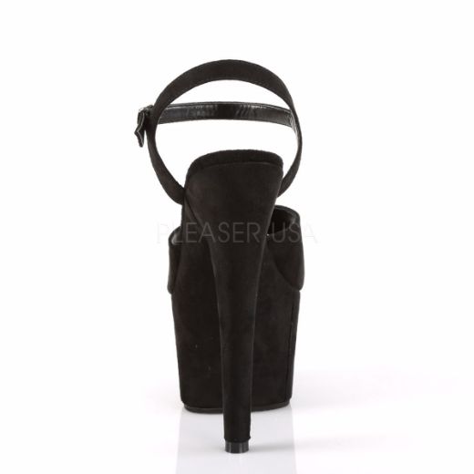 Product image of Pleaser Adore-709Fs Black Faux Suede/Black Faux Suede, 7 inch (17.8 cm) Heel, 2 3/4 inch (7 cm) Platform Sandal Shoes