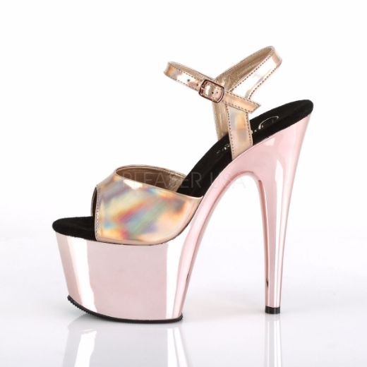 Product image of Pleaser Adore-709Hgch Rose Gold Hologram/Rose Gold Chrome, 7 inch (17.8 cm) Heel, 2 3/4 inch (7 cm) Platform Sandal Shoes