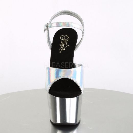 Product image of Pleaser Adore-709Hgch Silver Hologram/Silver Chrome, 7 inch (17.8 cm) Heel, 2 3/4 inch (7 cm) Platform Sandal Shoes
