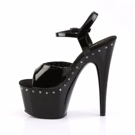 Product image of Pleaser Adore-709Ls Black/Black, 7 inch (17.8 cm) Heel, 2 3/4 inch (7 cm) Platform Sandal Shoes