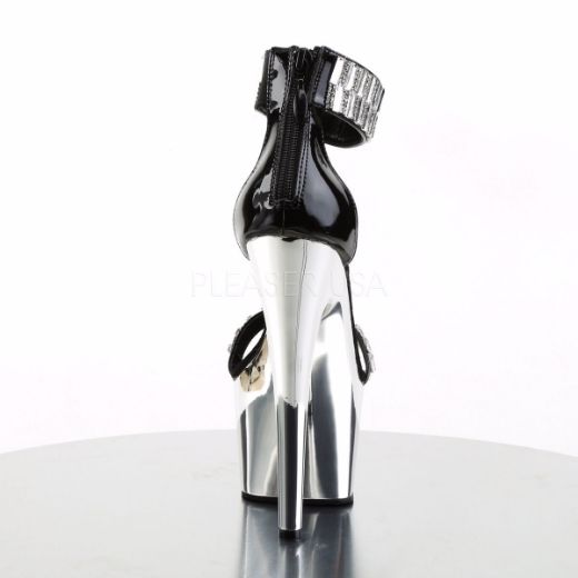 Product image of Pleaser Adore-769Rs Black/Silver Chrome, 7 inch (17.8 cm) Heel, 2 3/4 inch (7 cm) Platform Sandal Shoes