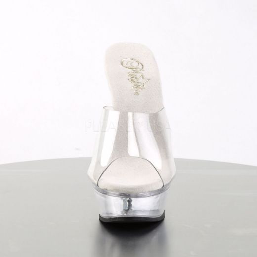 Product image of Pleaser Allure-601 Clear/Clear, 5 1/2 inch (14 cm) Heel, 1 1/2 inch (3.8 cm) Platform Slide Mule Shoes