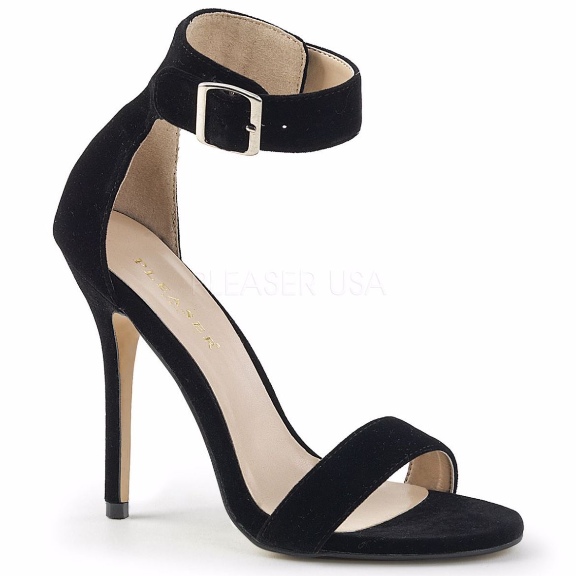 Product image of Pleaser Amuse-10 Black Velvet, 5 inch (12.7 cm) Heel, Sandal Shoes