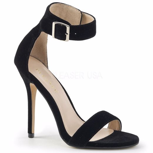 Product image of Pleaser Amuse-10 Black Velvet, 5 inch (12.7 cm) Heel, Sandal Shoes