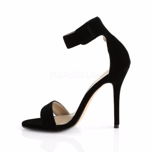 Product image of Pleaser Amuse-10 Black Velvet, 5 inch (12.7 cm) Heel, Sandal Shoes