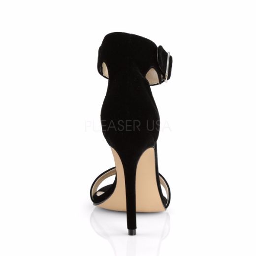 Product image of Pleaser Amuse-10 Black Velvet, 5 inch (12.7 cm) Heel, Sandal Shoes