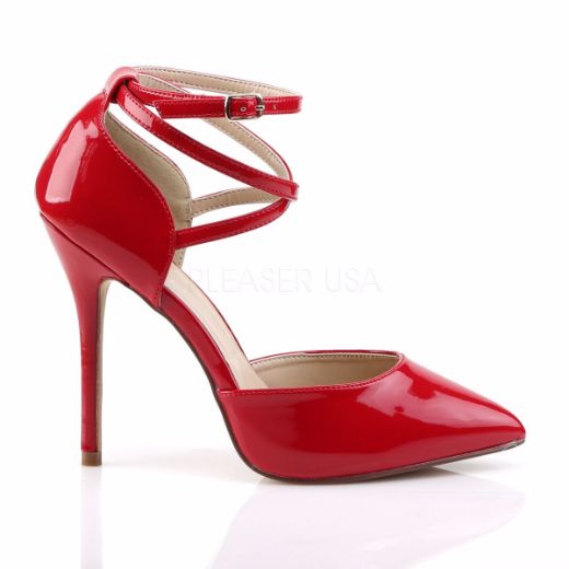 Product image of Pleaser Amuse-25 Red Patent, 5 inch (12.7 cm) Heel, 3/8 inch (1 cm) Hidden Platform Court Pump Shoes