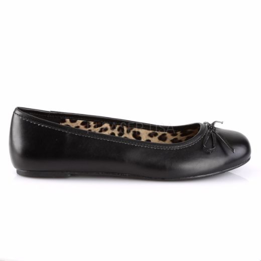 Product image of Pleaser Pink Label Anna-01 Black Faux Leather , Flat Flat Shoes