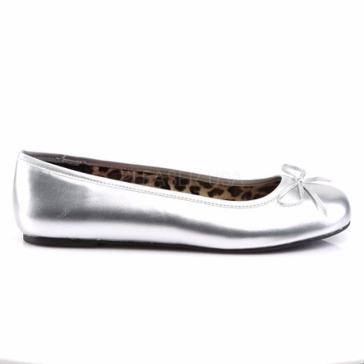 Product image of Pleaser Pink Label Anna-01 Silver Met. Pu, Flat Flat Shoes