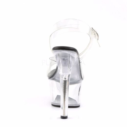 Product image of Pleaser Aspire-608 Clear-Black/Clear, 6 inch (15.2 cm) Heel, 2 1/4 inch (5.7 cm) Platform Sandal Shoes