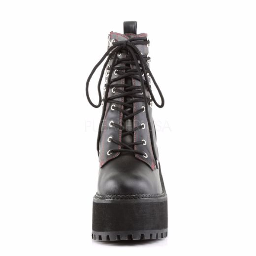 Product image of Demonia Assault-100 Black Vegan Leather, 4 3/4 inch (12.1 cm) Heel, 2 1/4 inch (5.7 cm) Platform Ankle Boot