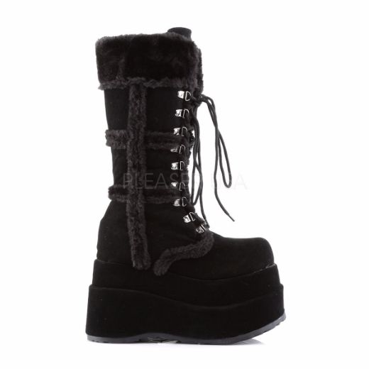 Product image of Demonia Bear-202 Black Vegan Suede, 4 1/2 inch Platform Knee High Boot