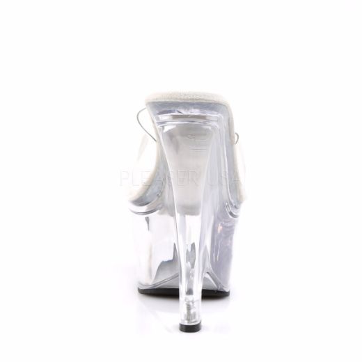 Product image of Pleaser Beau-601 Clear/Clear, 6 1/2 inch (16.5 cm) Heel, 2 3/4 inch (7 cm) Platform Slide Mule Shoes