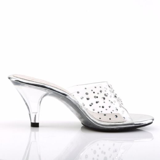 Product image of Fabulicious Belle-301Rs Clear/Clear, 3 inch (7.6 cm) Heel, 1/8 inch (0.3 cm) Platform Slide Mule Shoes