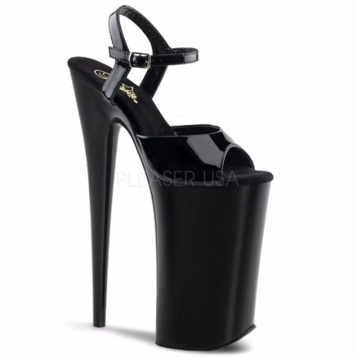 Product image of Pleaser Beyond-009 Black/Black, 10 inch (25.4 cm) Heel, 6 1/4 inch (15.9 cm) Platform Sandal Shoes