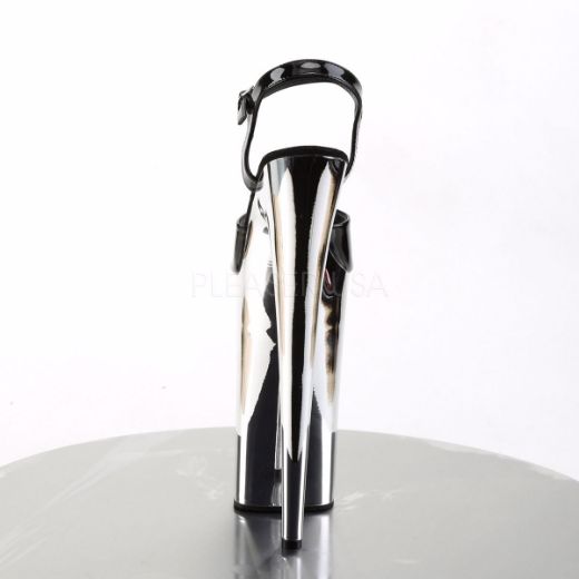 Product image of Pleaser Beyond-009 Black/Silver Chrome, 10 inch (25.4 cm) Heel, 6 1/4 inch (15.9 cm) Platform Sandal Shoes