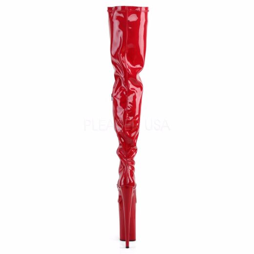 Product image of Pleaser Beyond-4000 Red Stretchetch Patent/Red, 10 inch (25.4 cm) Heel, 6 1/4 inch (15.9 cm) Platform Thigh High Boot