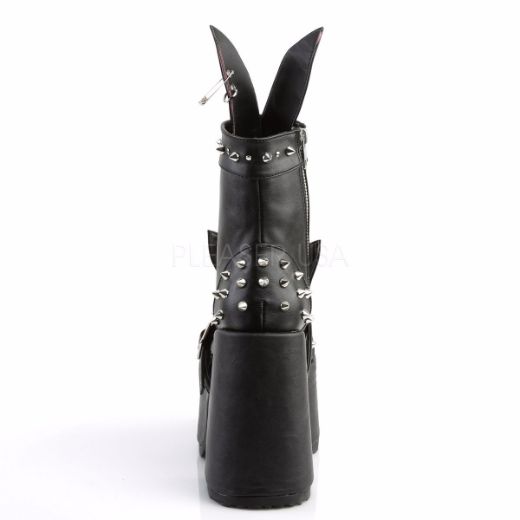 Product image of Demonia Camel-202 Black Vegan Leather, 5 inch (12.7 cm) Chunky Heel, 3 inch (7.6 cm) Platform Ankle Boot