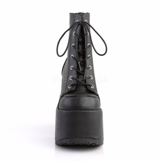Product image of Demonia Camel-203 Black Vegan Leather, 5 inch (12.7 cm) Chunky Heel, 3 inch (7.6 cm) Platform Ankle Boot