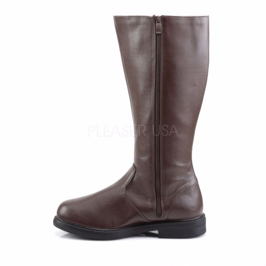 Product image of Funtasma Captain-100 Brown Pu, 1 inch (2.5 cm) Heel Knee High Boot