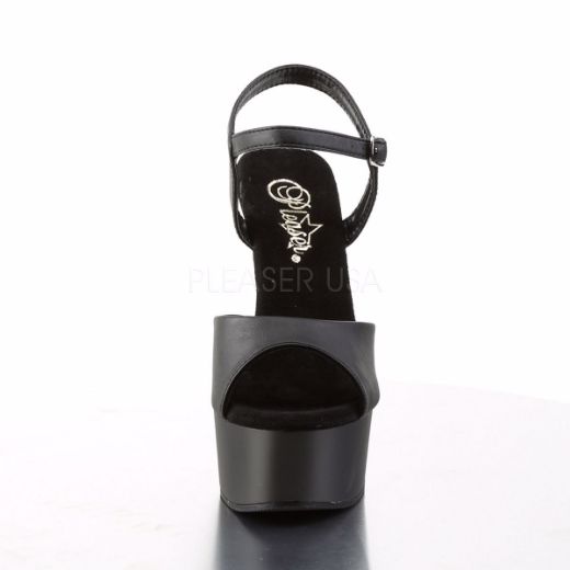 Product image of Pleaser Captiva-609 Black Faux Leather/Black Matte, 6 inch (15.2 cm) Heel, 1 3/4 inch (4.4 cm) Platform Sandal Shoes